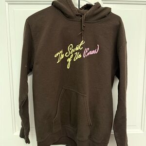 Gracie Abrams Eras Tour Brown Hoodie with Yellow and Pink Text